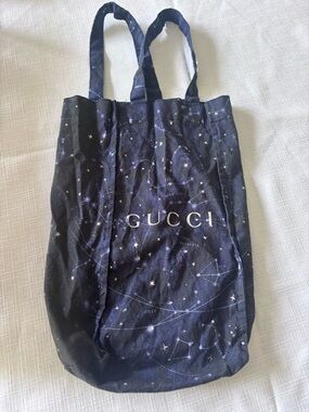 Gucci Navy Constellation Canvas Tote with White Stars
